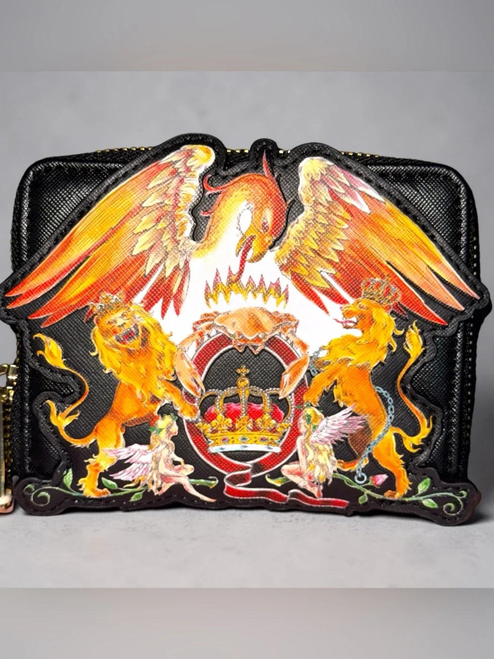 Loungefly Black Queen Crest Logo Zip Around Wallet